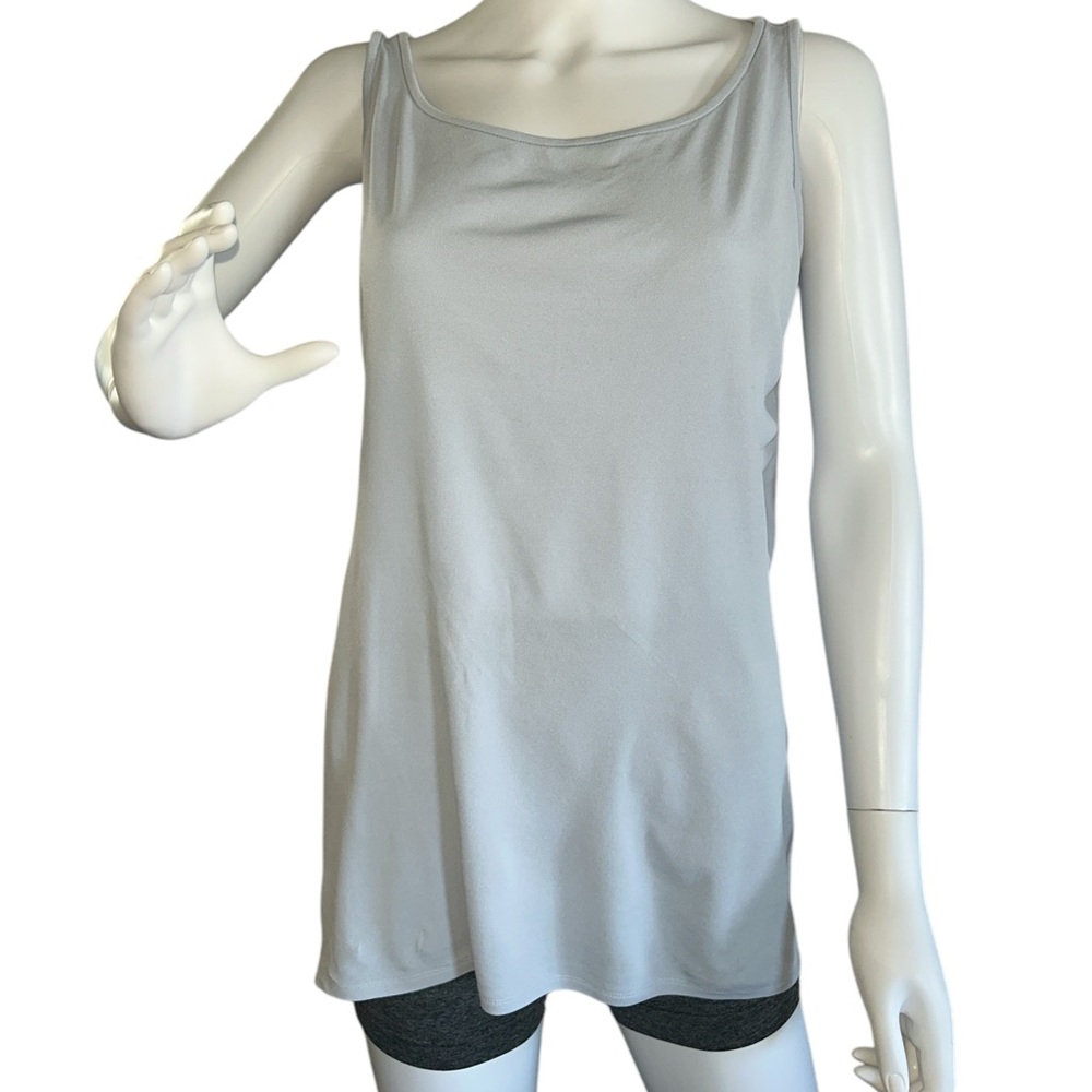 Eileen Fisher Silk Crepe Sleeveless Tunic Light Steel Blue